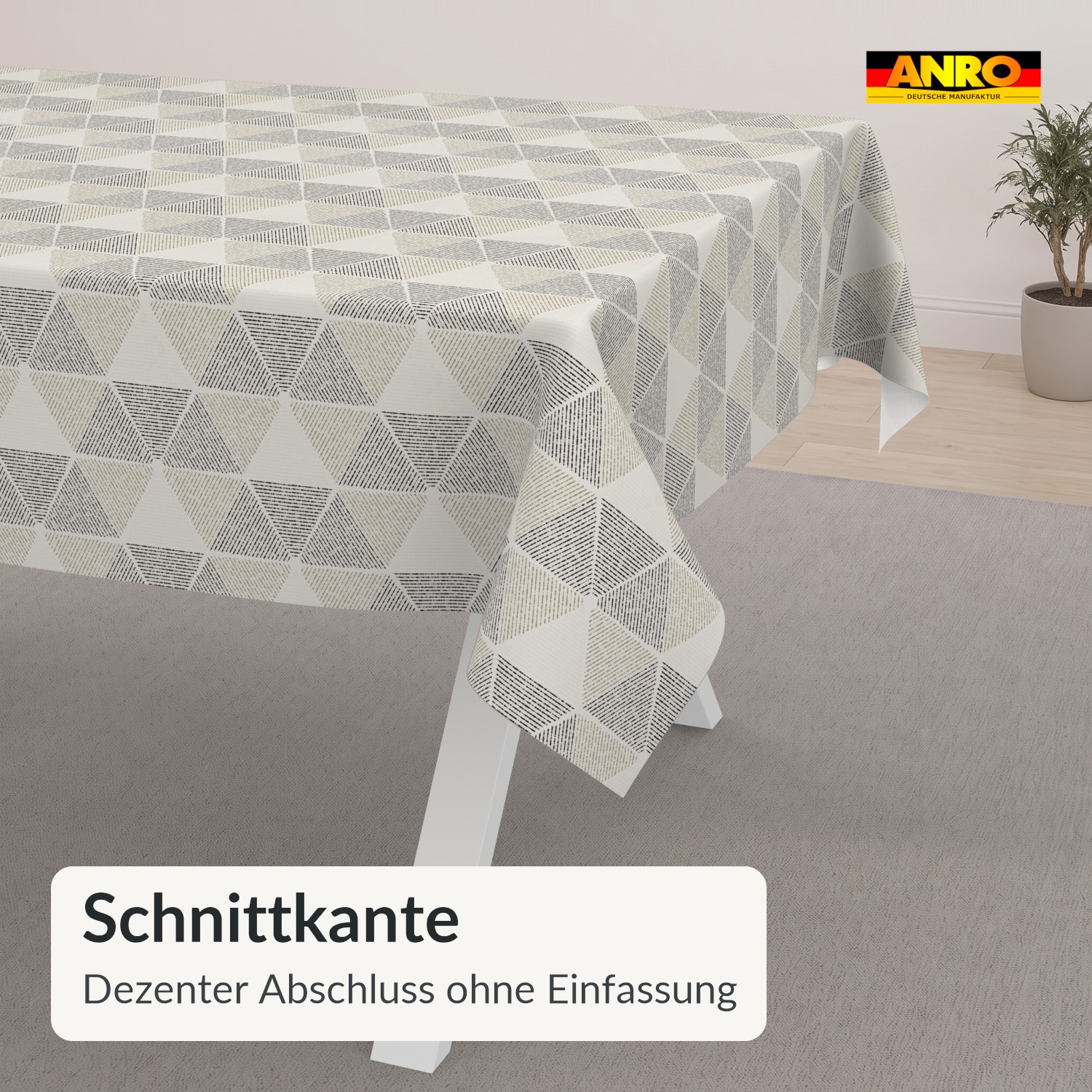Wachstuch Tischdecke abwaschbar Sula Anthrazit Dreiecksmuster – Ansicht 5