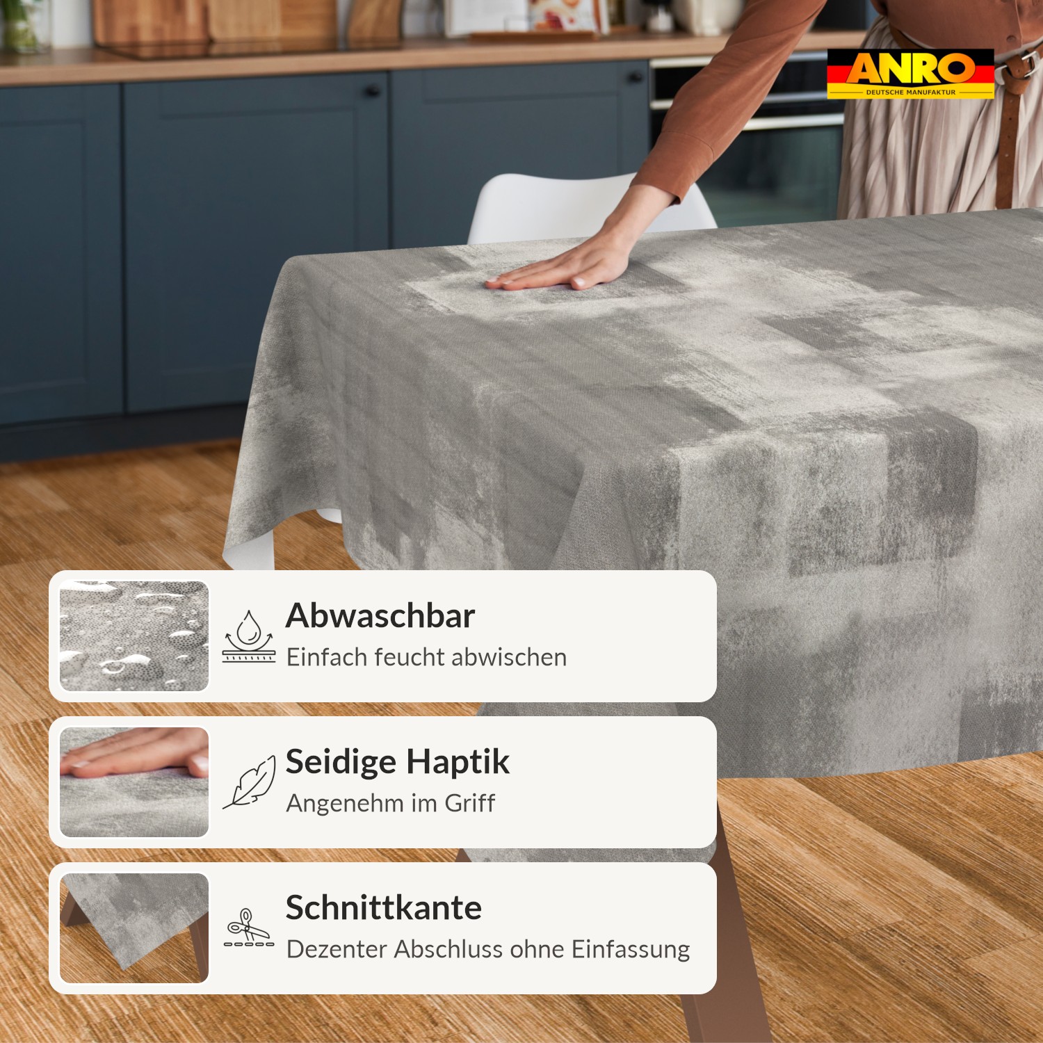 Wachstuch Tischdecke abwaschbar Betonoptik Grau Eden – Ansicht 2