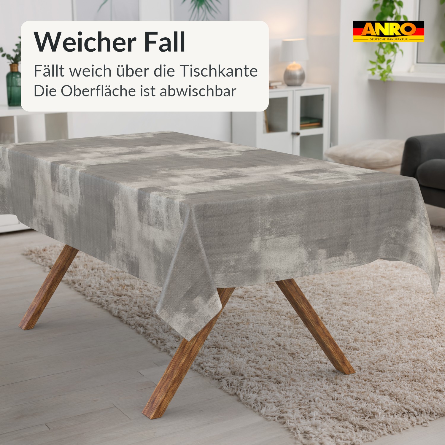 Wachstuch Tischdecke abwaschbar Betonoptik Grau Eden – Ansicht 4