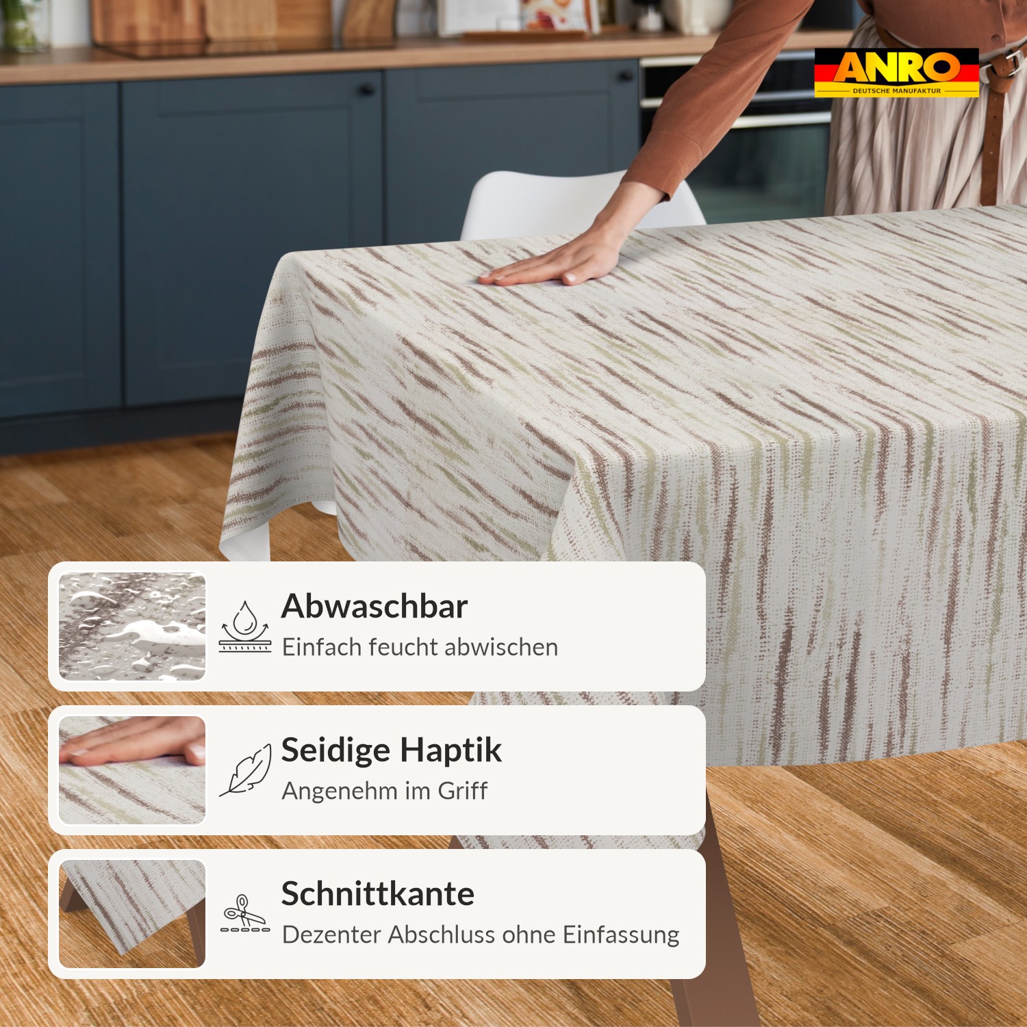 Wachstuch Tischdecke abwaschbar Ana Skandinavisch Braun – Ansicht 2