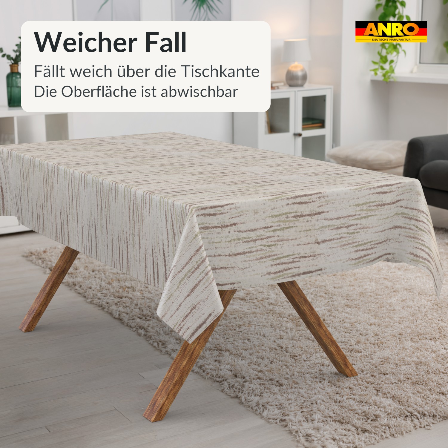 Wachstuch Tischdecke abwaschbar Ana Skandinavisch Braun – Ansicht 4