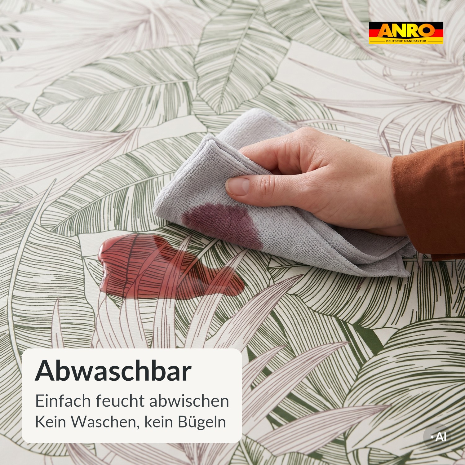 Wachstuch Tischdecke abwaschbar Salva Blattmuster Grün – Ansicht 3
