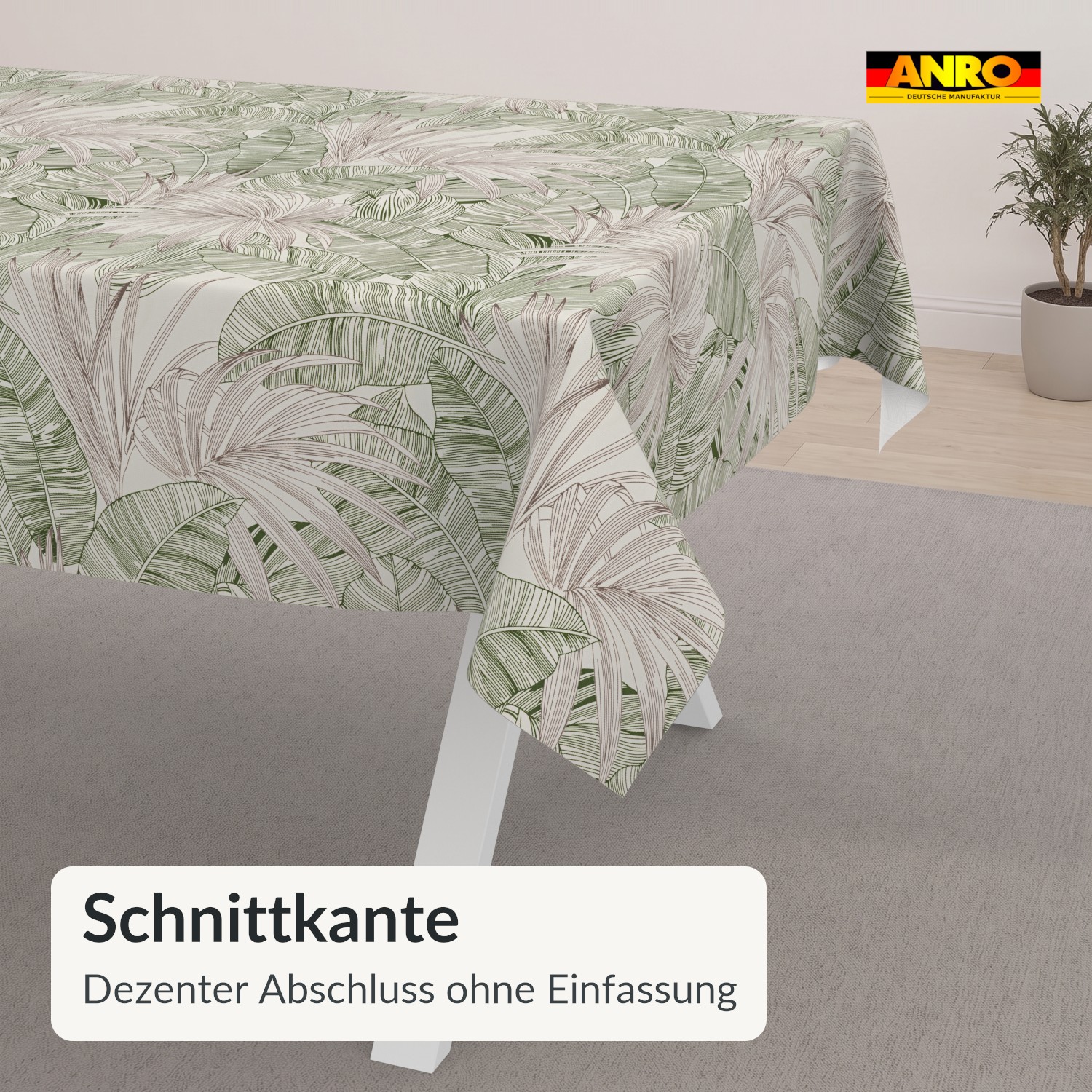 Wachstuch Tischdecke abwaschbar Salva Blattmuster Grün – Ansicht 5