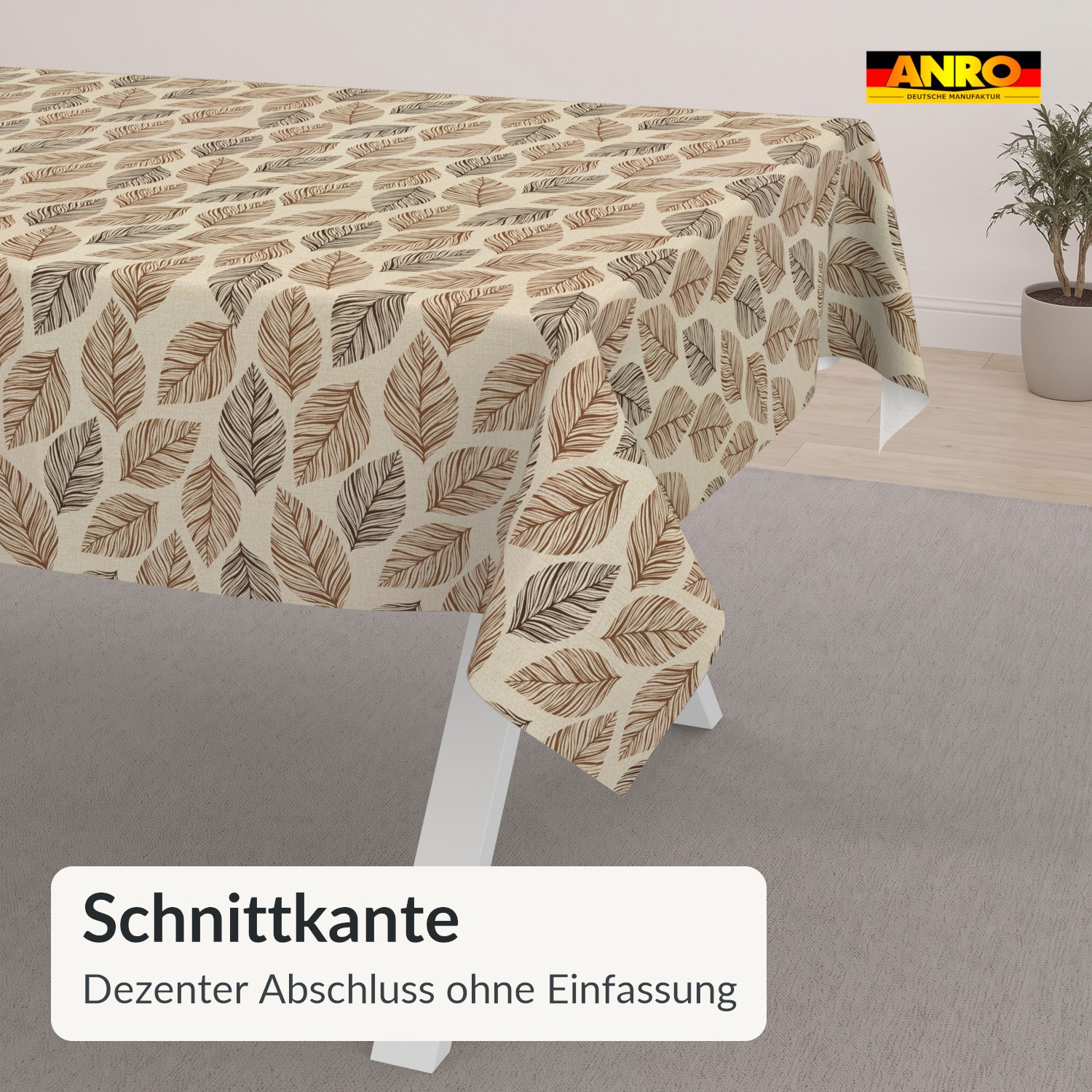 Wachstuch Tischdecke abwaschbar Braun Blattmuster Nela – Ansicht 5