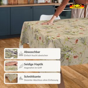 Wachstuch Tischdecke abwaschbar Adriana Lavendel Wiesenblumen Beige – Ansicht 2