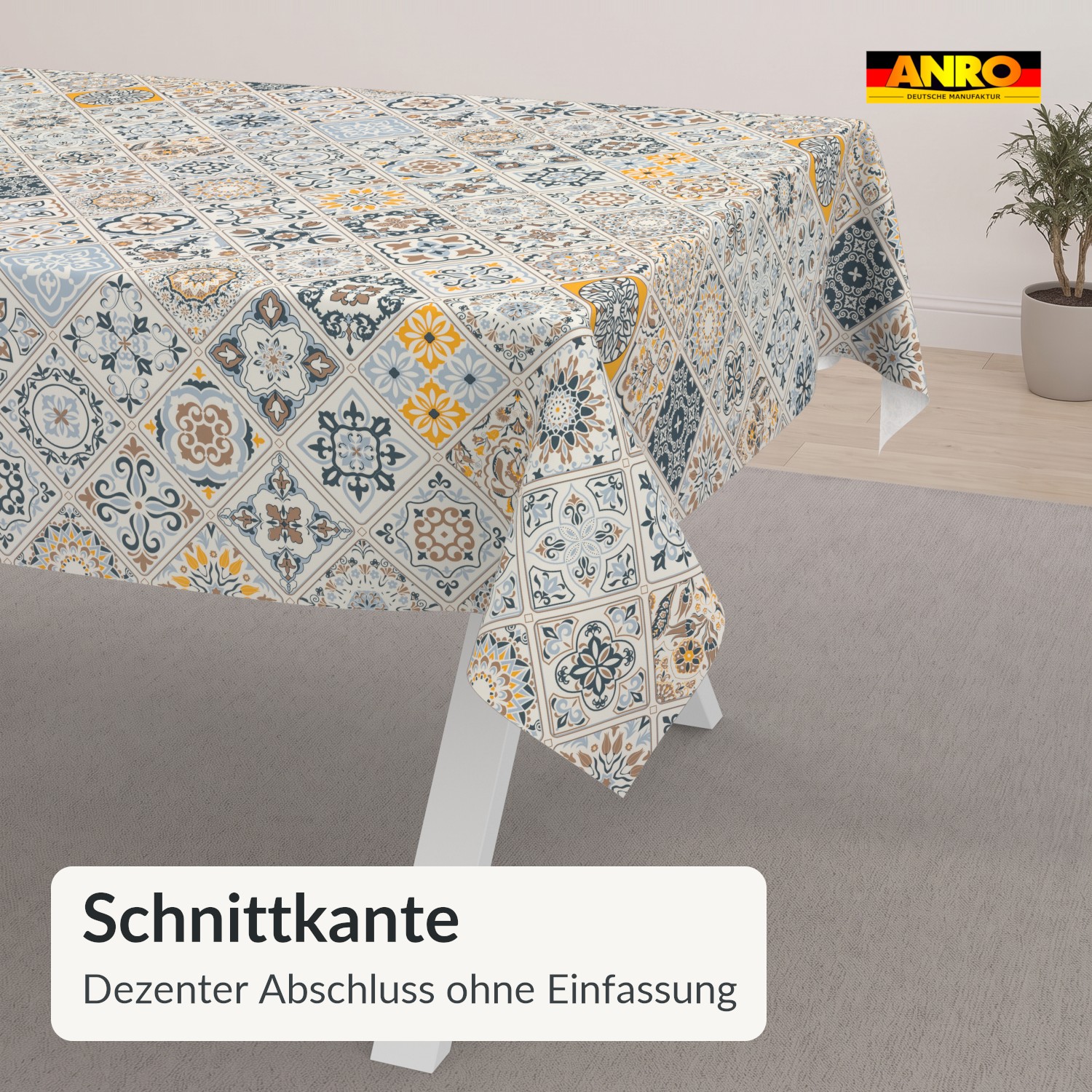PTS0053F_SQ_50 Wachstuch Tischdecke abwaschbar Alba Fliesen Mediterran