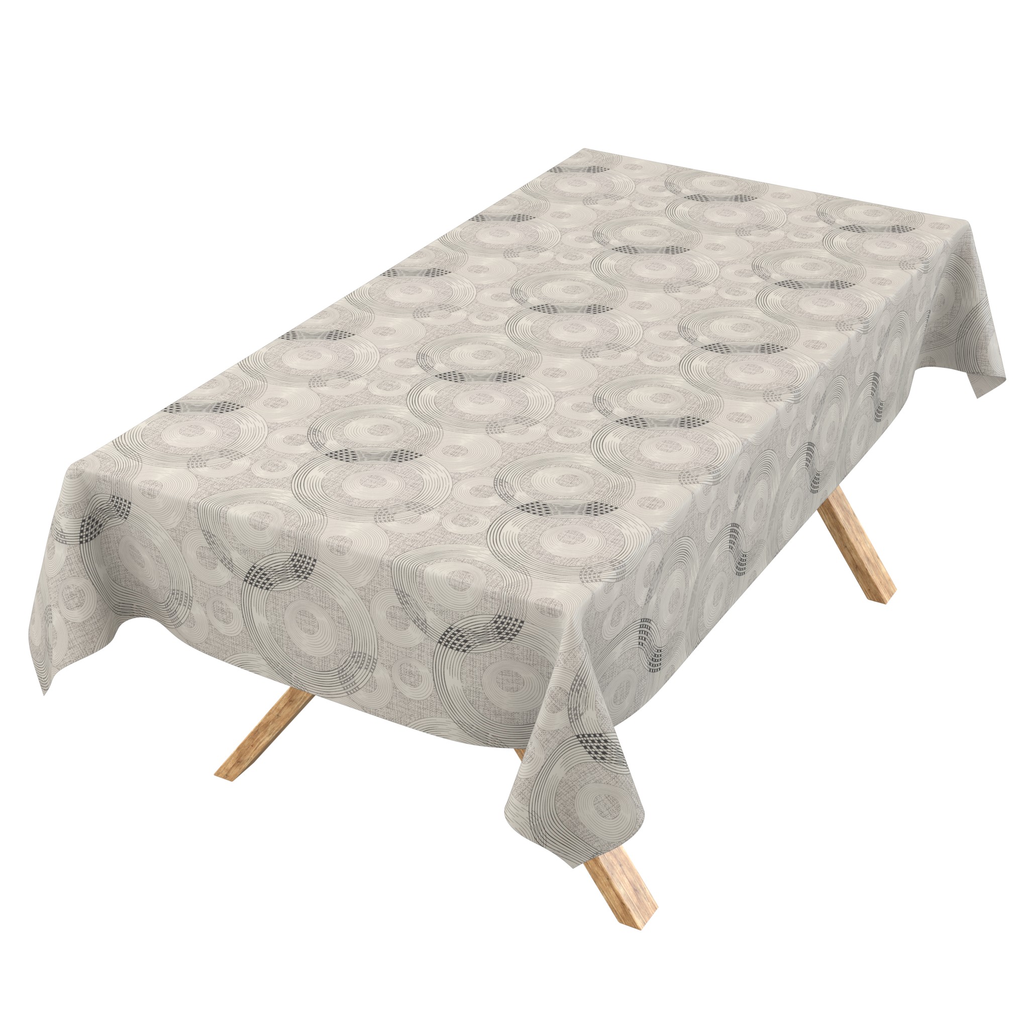 PTS0419F_SQ_16 Wachstuch Tischdecke abwaschbar Nora Kreise Beige Grau