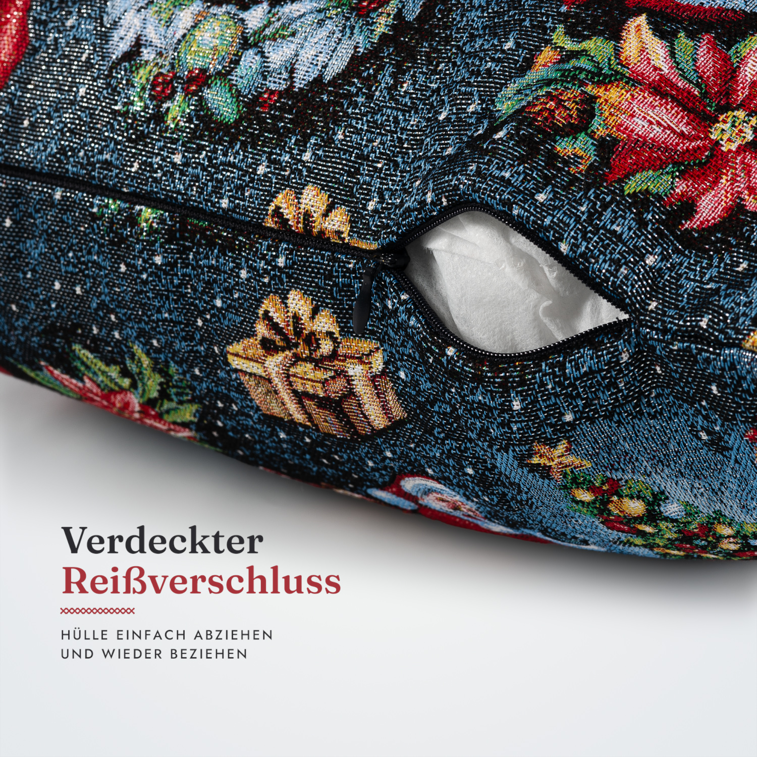 Kissenhülle Weihnachten gewebt Weihnachtsmann – 40 x 40 cm