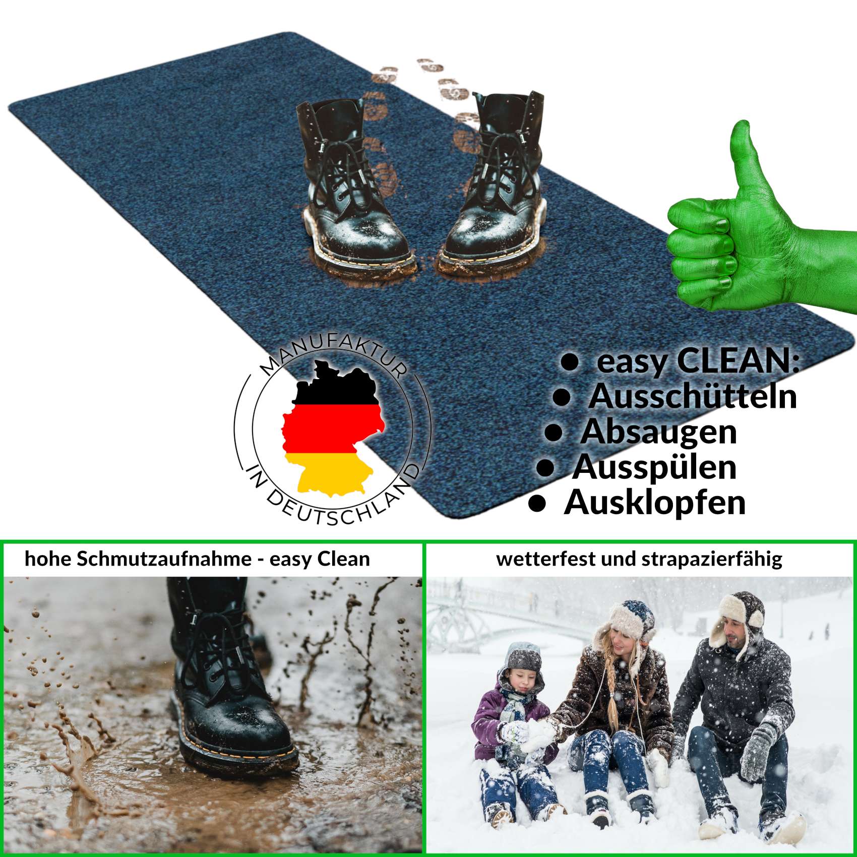 Fußmatte Teppich 60x90cm Blau