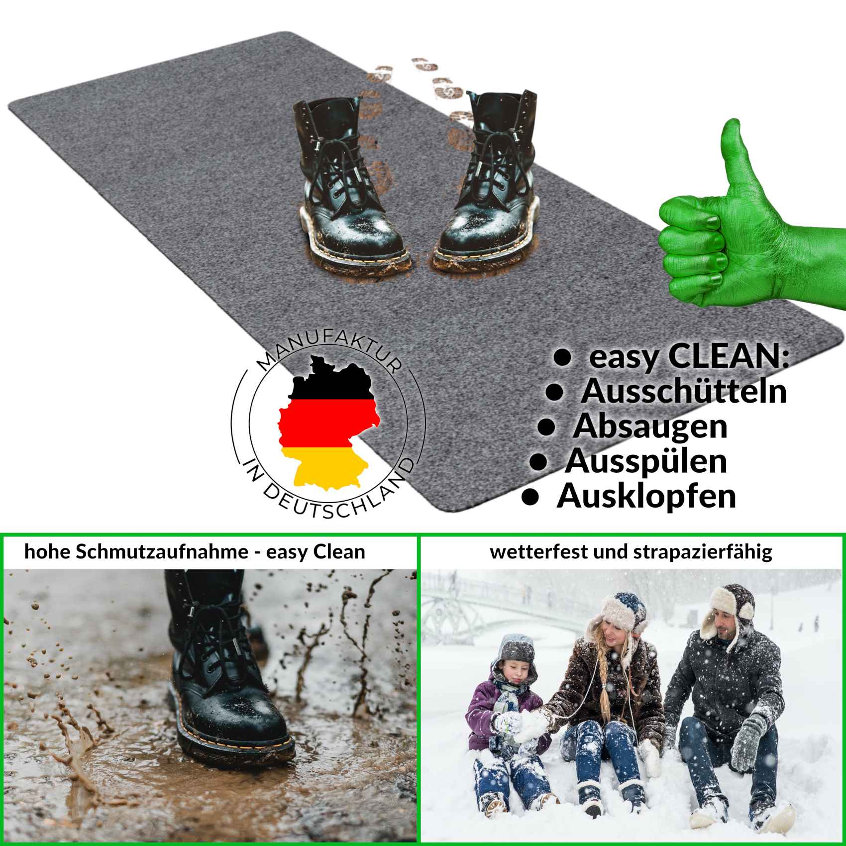 POET-060-090-GRAU-FUND_30.jpg Fußabtreter Schmutzfangmatte Fußmatte Sauberlaufmatte Fußabstreifer Eingang POET 60x90cm Grau