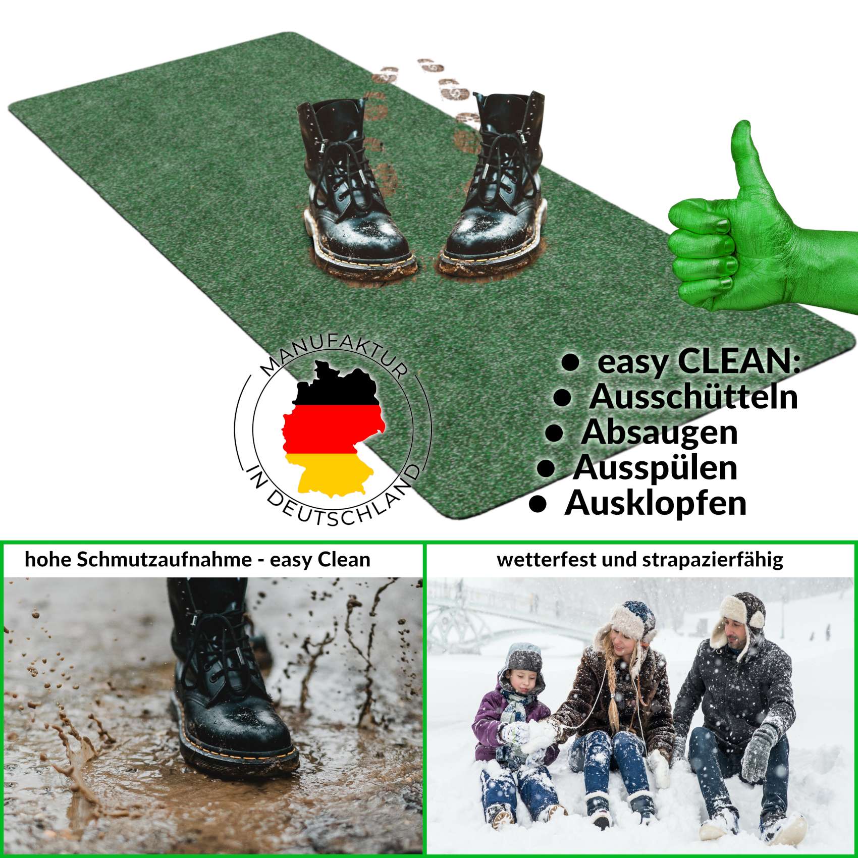POET-060-090-GRUN-FUND_30.jpg Fußmatte Teppich 60x90cm Grün