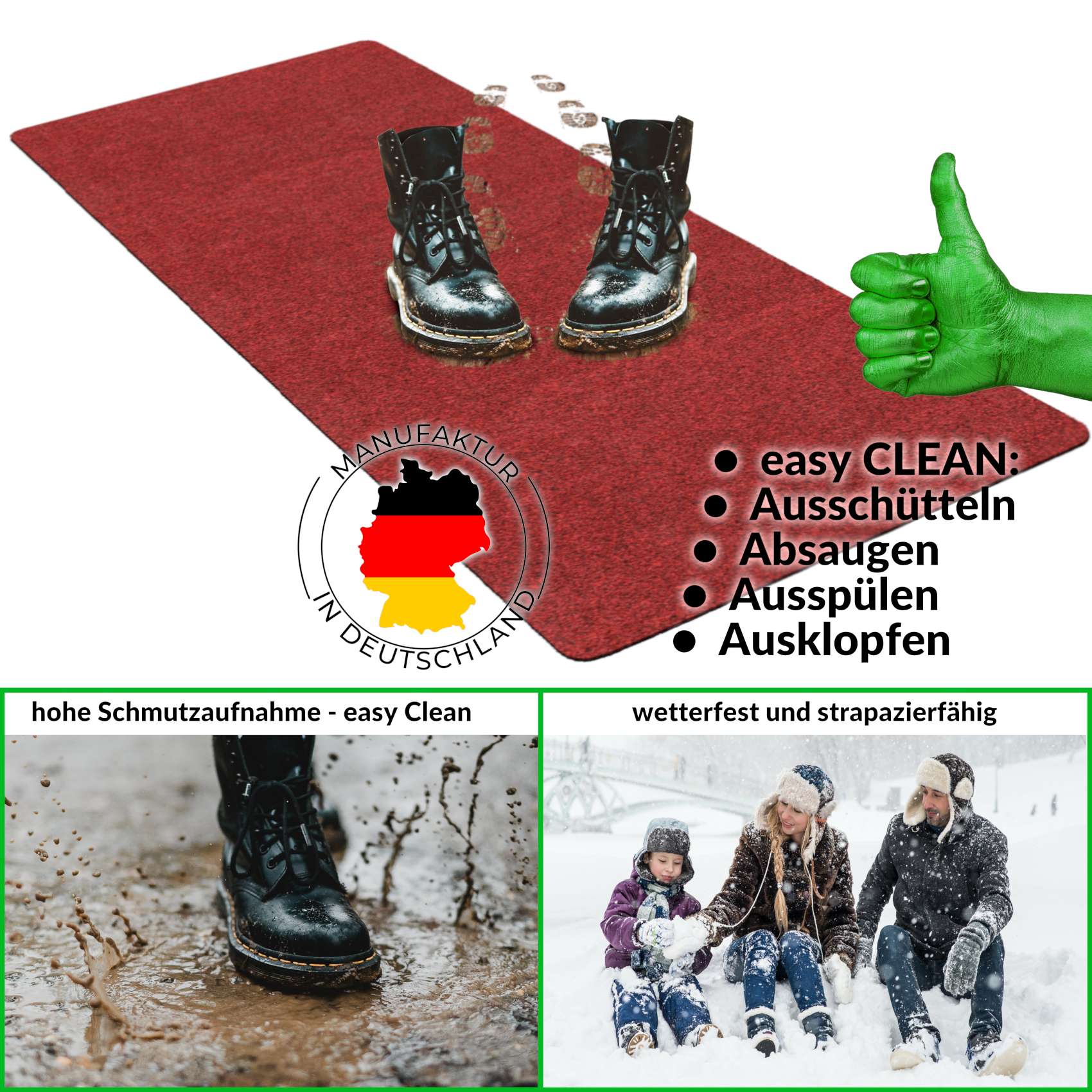 POET-060-090-ROTT-FUND_30.jpg Fußmatte Teppich 60x90cm Rot
