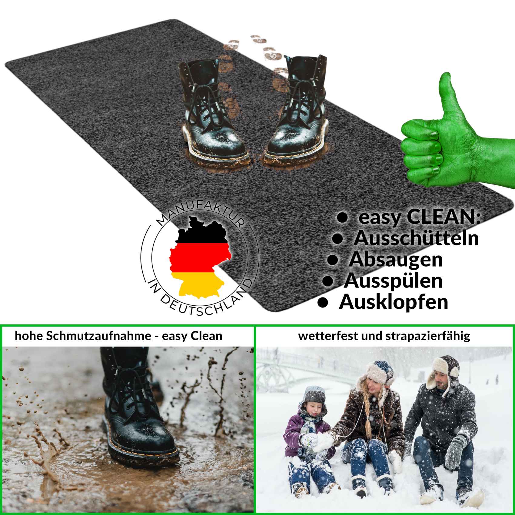 POET-060-090-SCHW-FUND_30.jpg Fußabtreter Schmutzfangmatte Fußmatte Sauberlaufmatte Fußabstreifer Eingang POET 60x90cm Schwarz