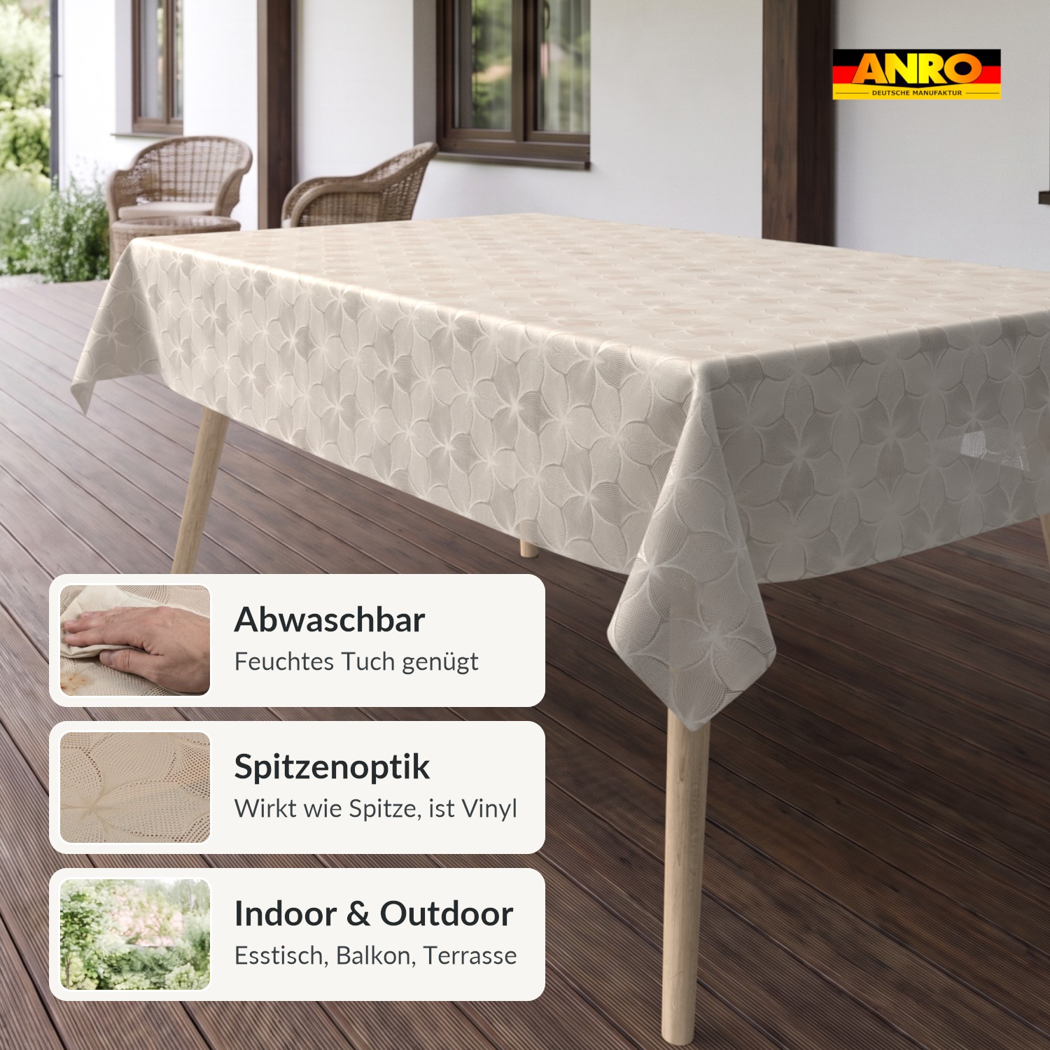 PTL0010F_SQ_20 Wachstuch Tischdecke abwaschbar Lace Vinyl Spitzenoptik Maria
