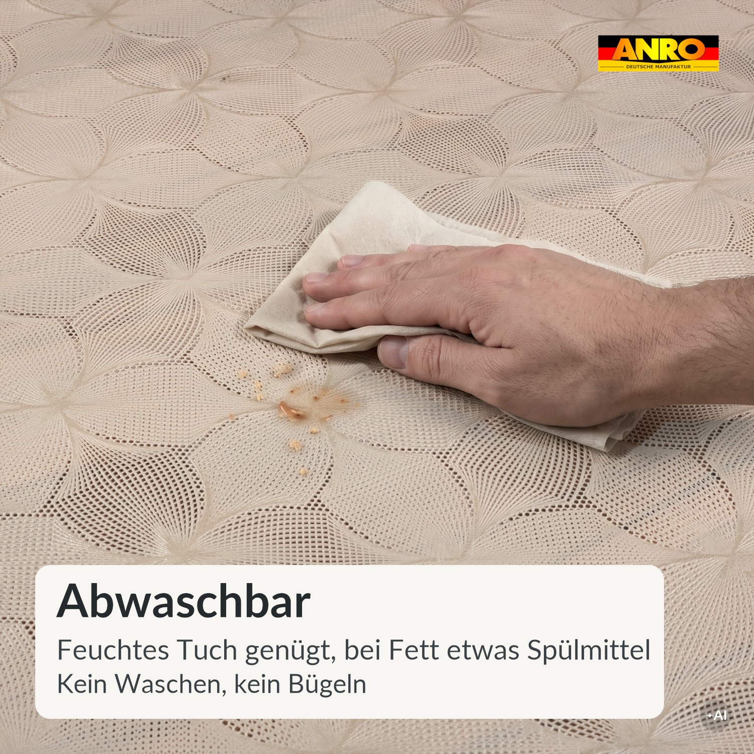 PTL0010F_SQ_30 Wachstuch Tischdecke abwaschbar Lace Vinyl Spitzenoptik Maria