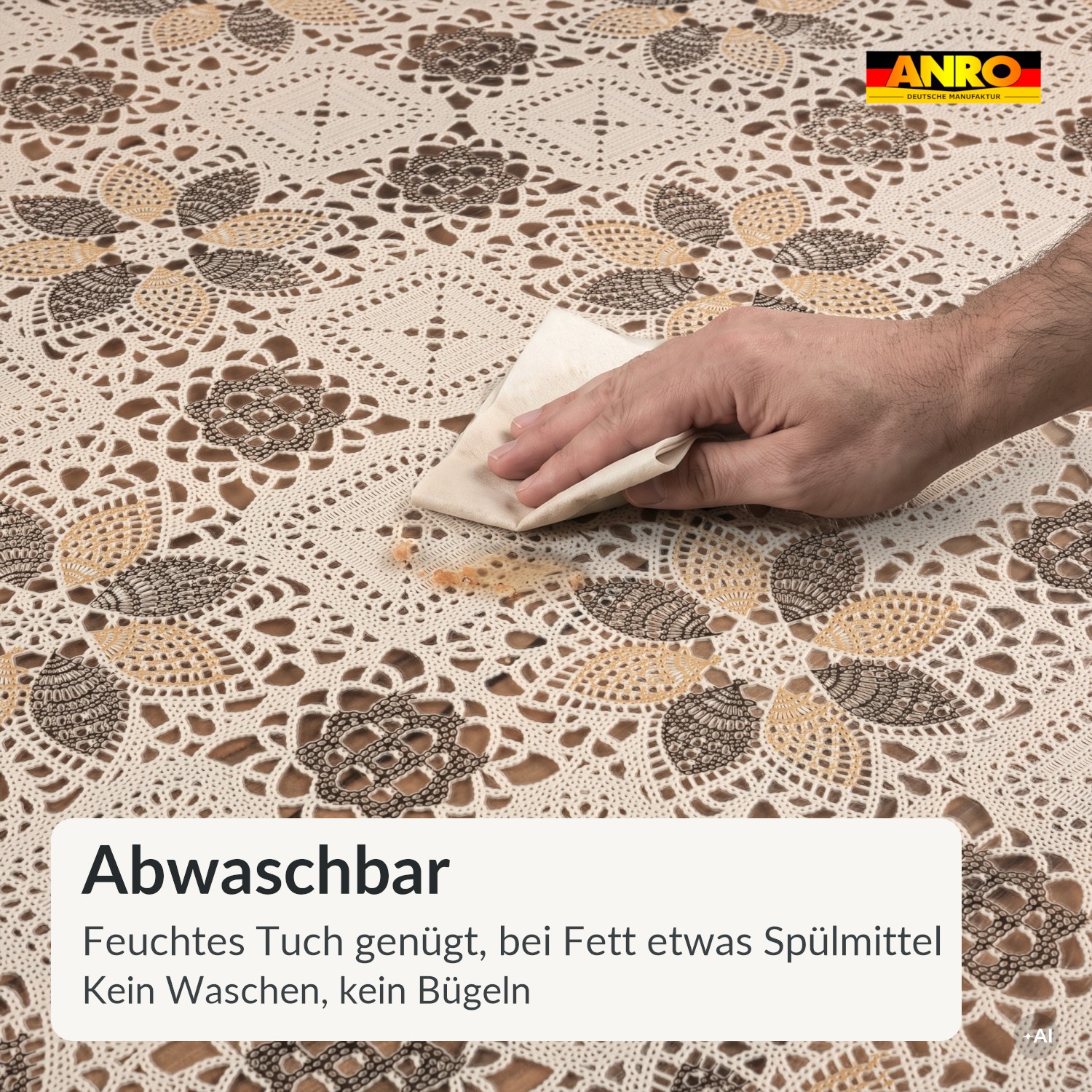 Wachstuch Tischdecke abwaschbar Spitzendecke Lace Vinyl Patchwork Amanda