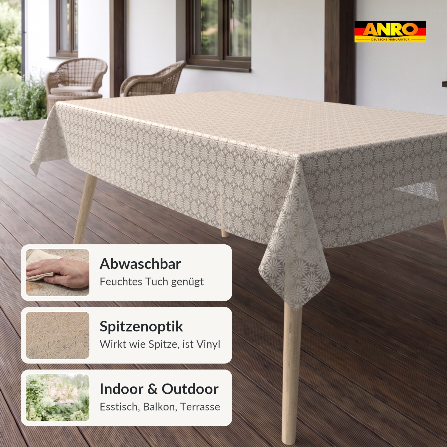 PTL0606F_SQ_20 Wachstuch Tischdecke abwaschbar Lace Vinyl Spitzenoptik Mila