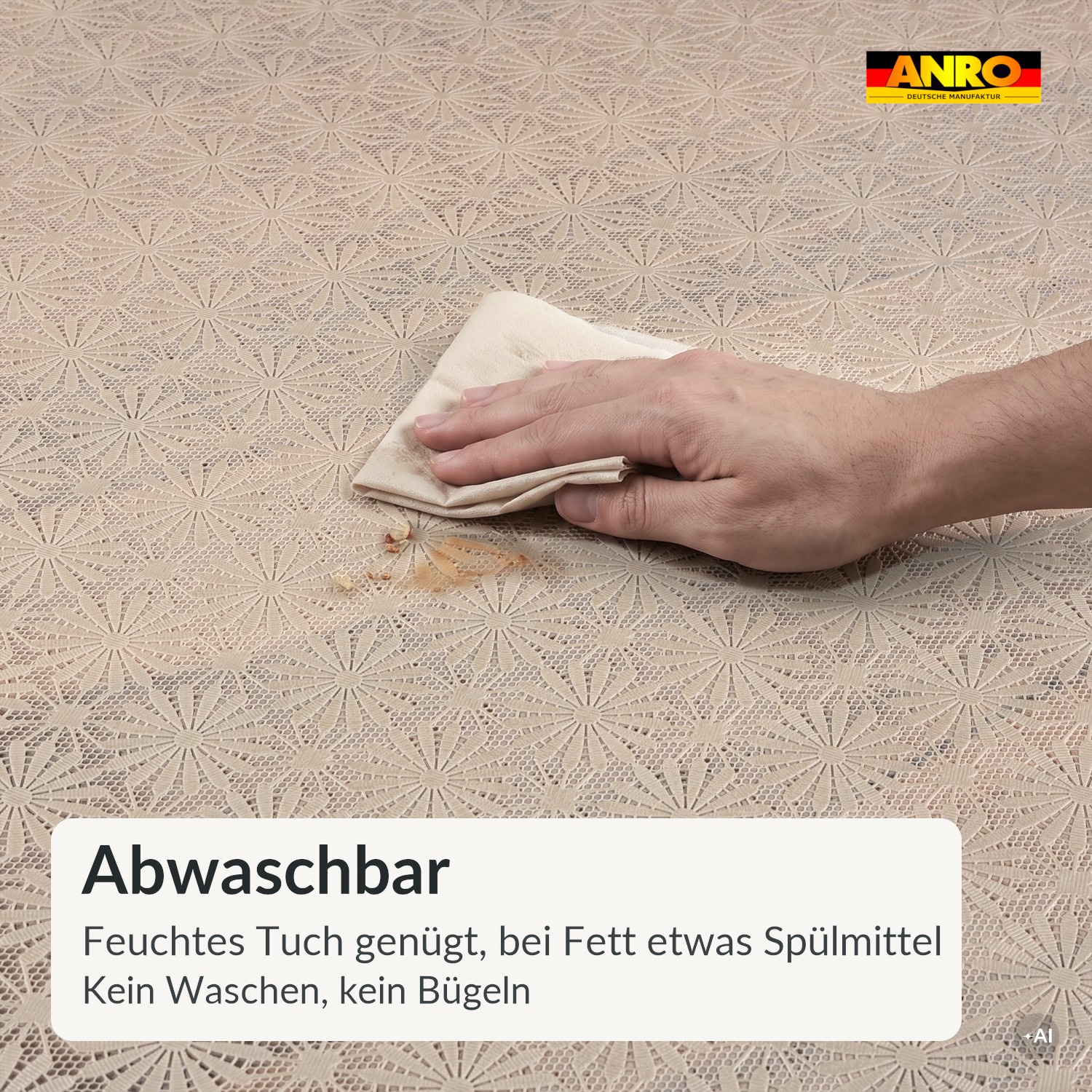 PTL0606F_SQ_30 Wachstuch Tischdecke abwaschbar Lace Vinyl Spitzenoptik Mila