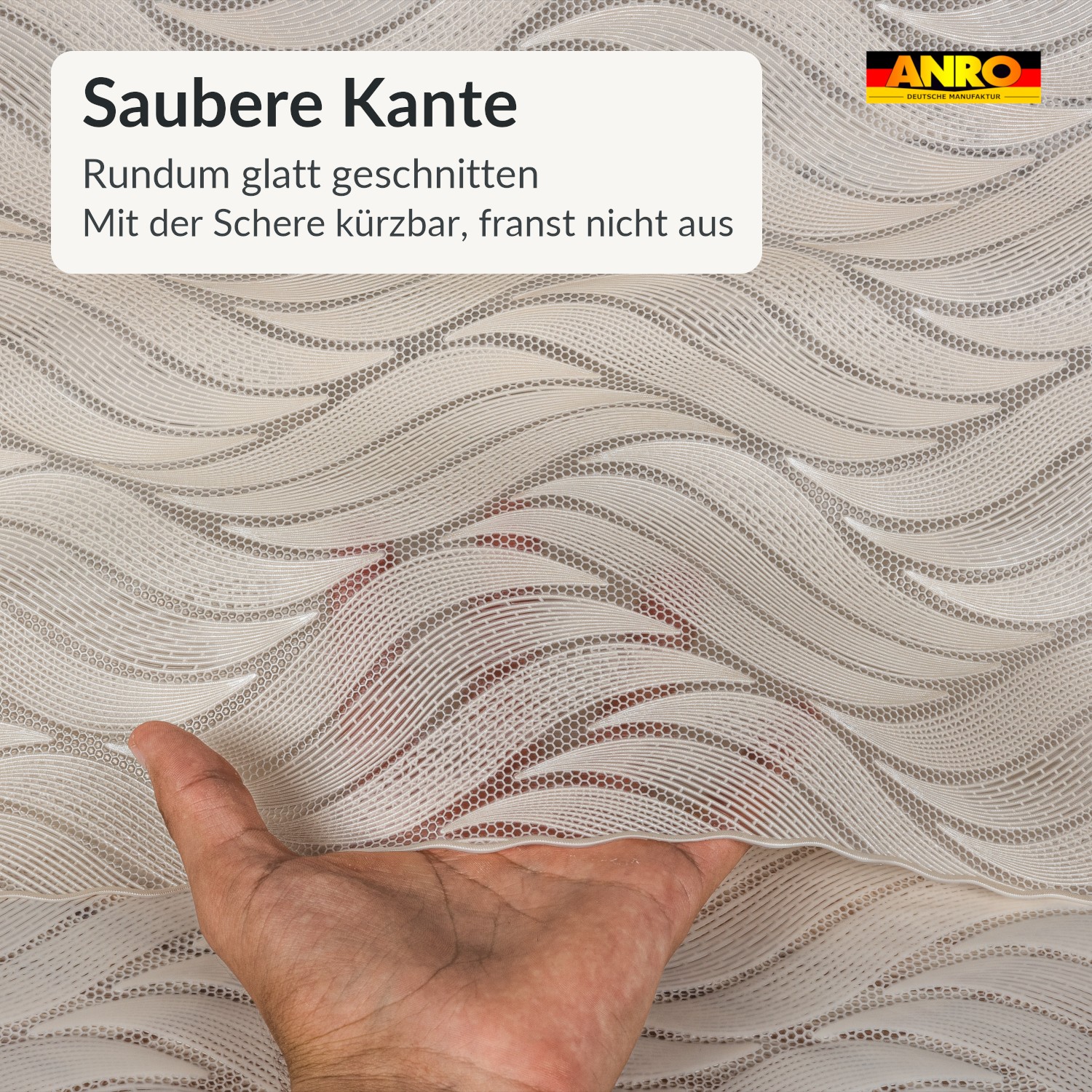 Wachstuch Tischdecke abwaschbar Lace Vinyl Wellenmuster Carmen Creme-Weiß