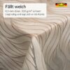 PTL0709F_SQ_60 Wachstuch Tischdecke abwaschbar Lace Vinyl Wellenmuster Carmen Creme-Weiß
