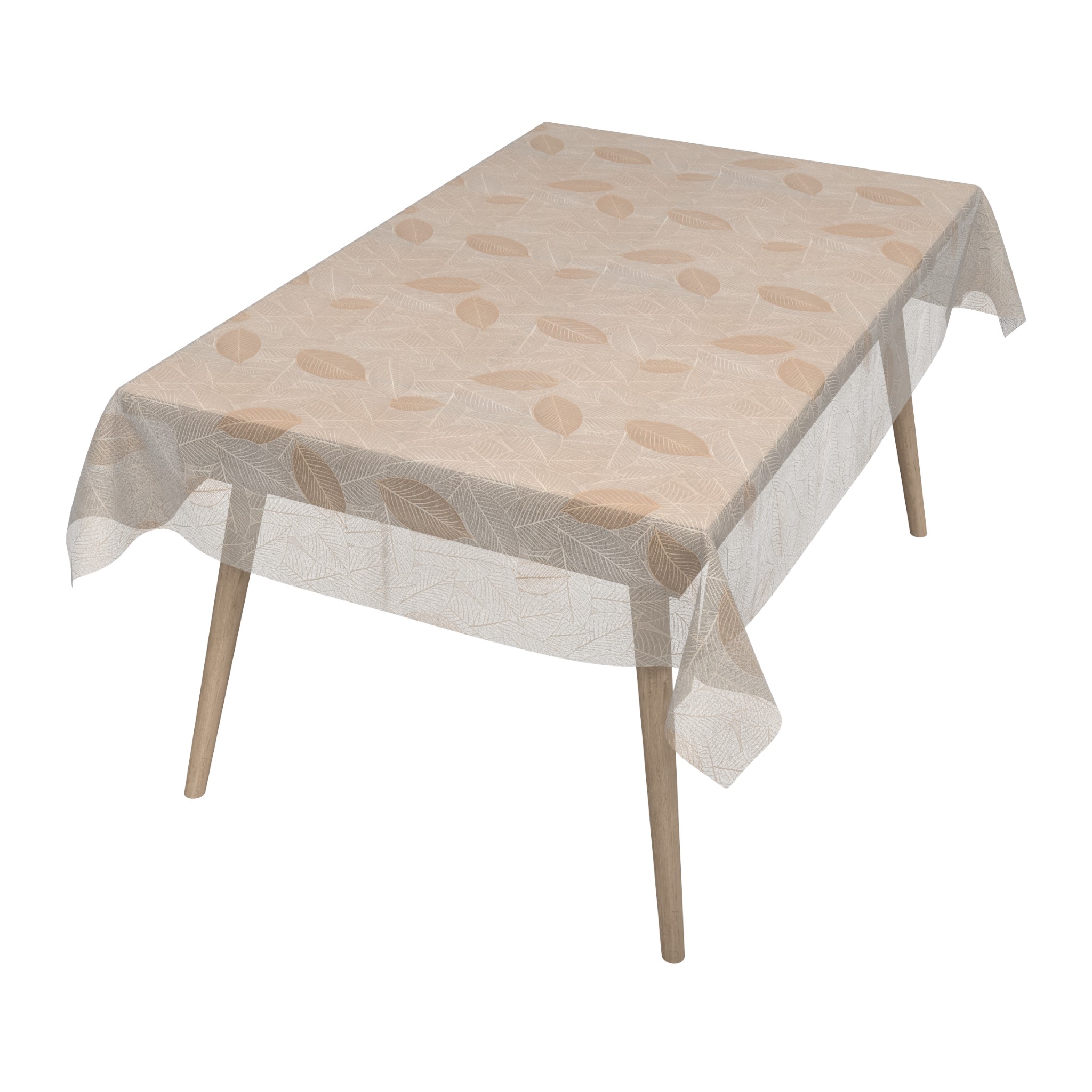 PTL0763F_SQ_16 Wachstischdecke Lace Vinyl Tischdecke abwaschbar Blattmuster Pilar Creme-Taupe