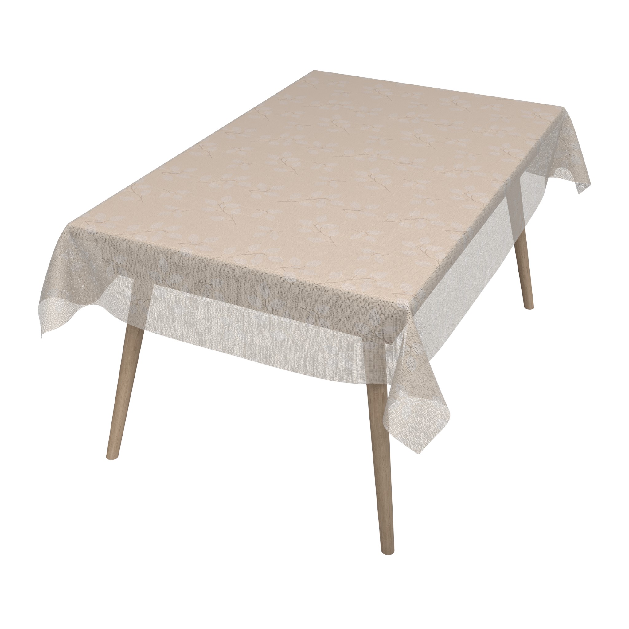 Wachstischdecke Lace Vinyl Tischdecke abwaschbar Leinenoptik Luisa Beige