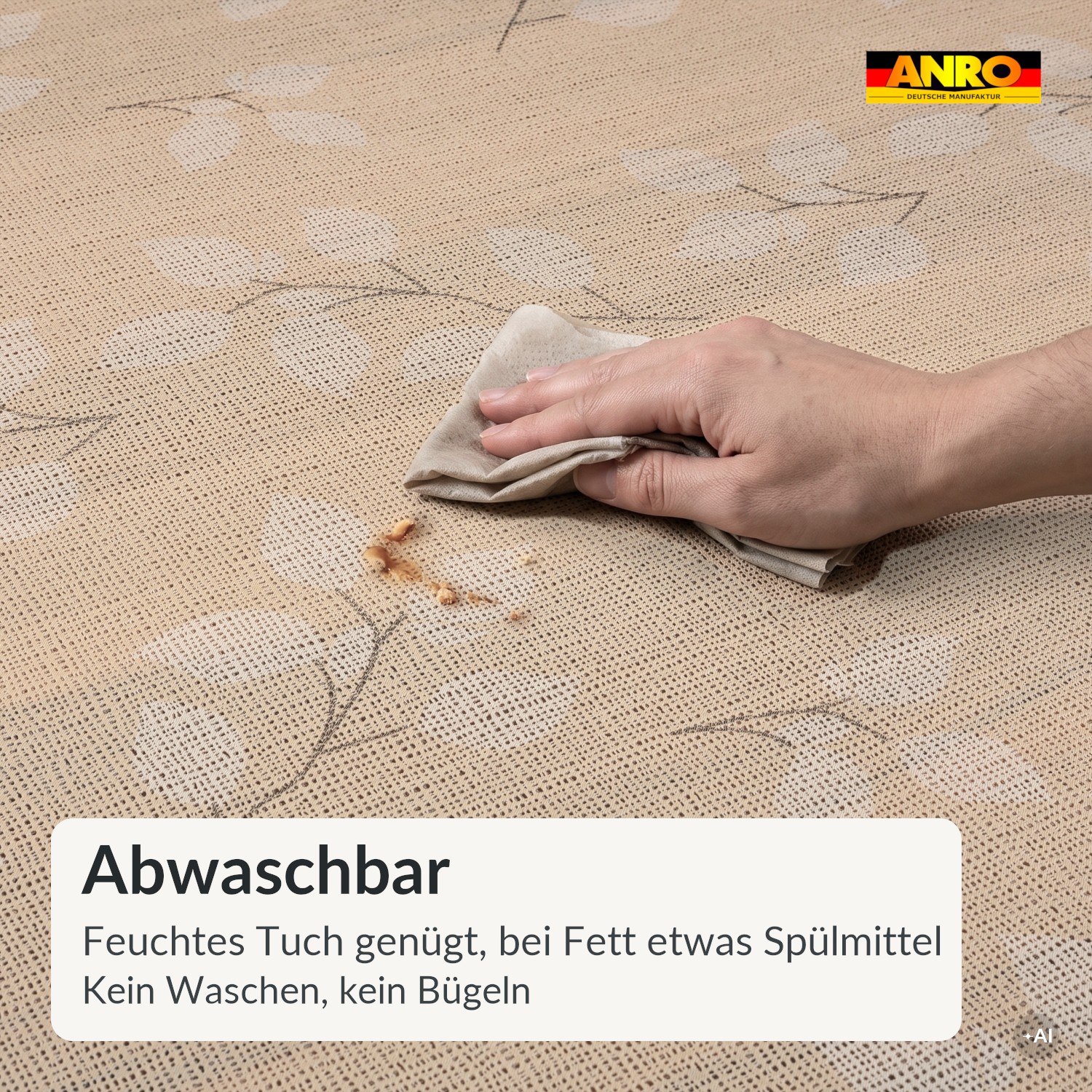 Wachstischdecke Lace Vinyl Tischdecke abwaschbar Leinenoptik Luisa Beige