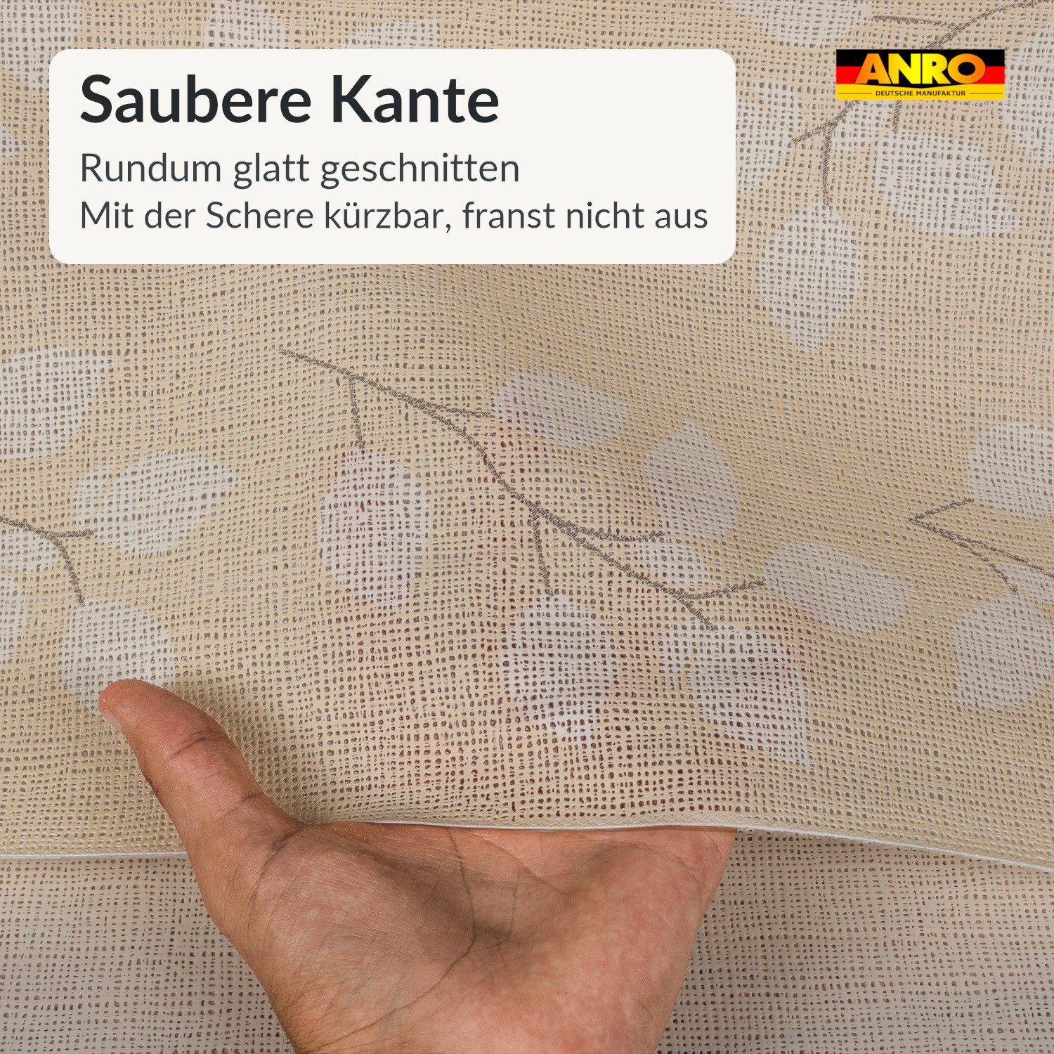 Wachstischdecke Lace Vinyl Tischdecke abwaschbar Leinenoptik Luisa Beige