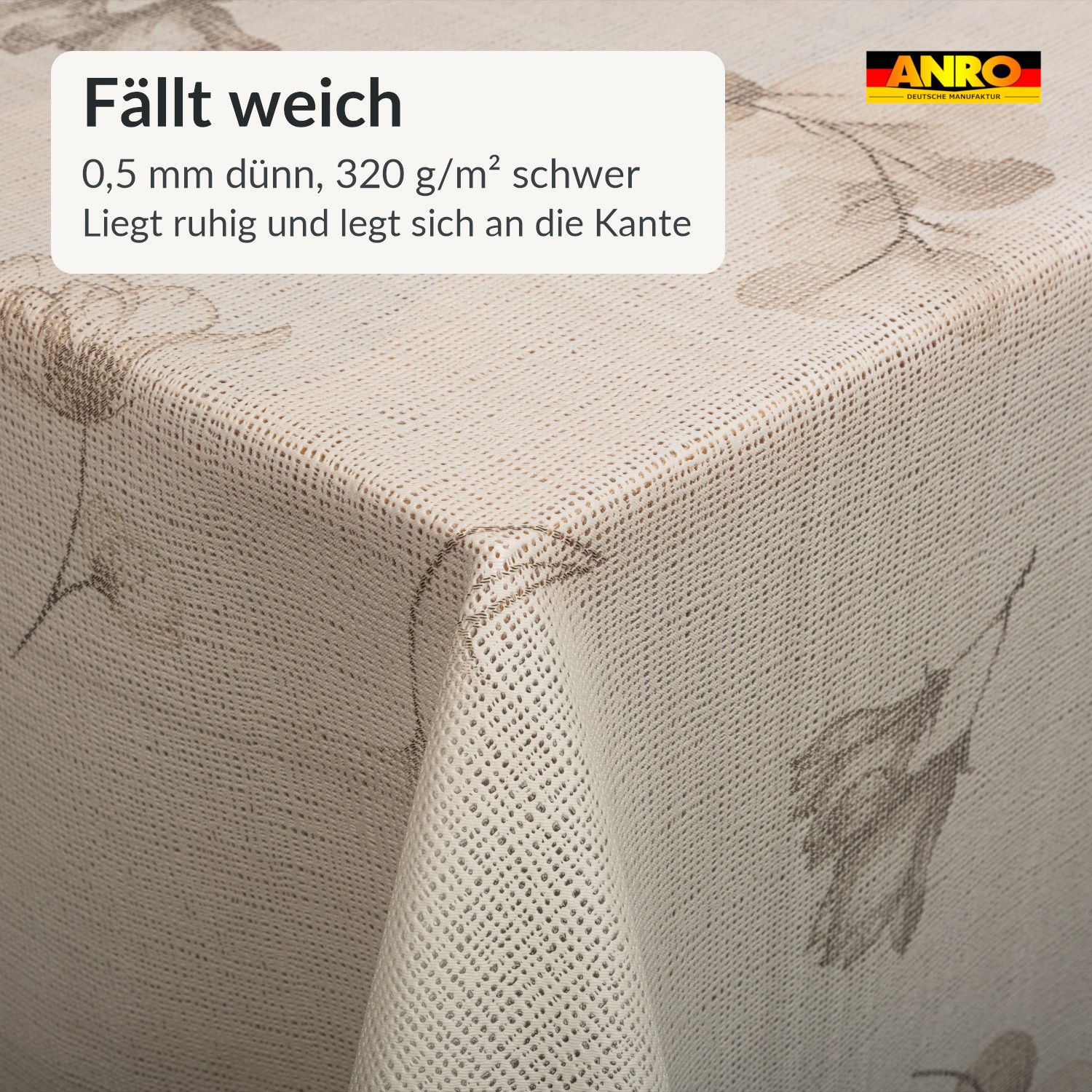 PTL4712F_SQ_60 Wachstuch Tischdecke Lace Vinyl abwaschbar Zweigmotiv Elia Spitzen-/ Häkeloptik