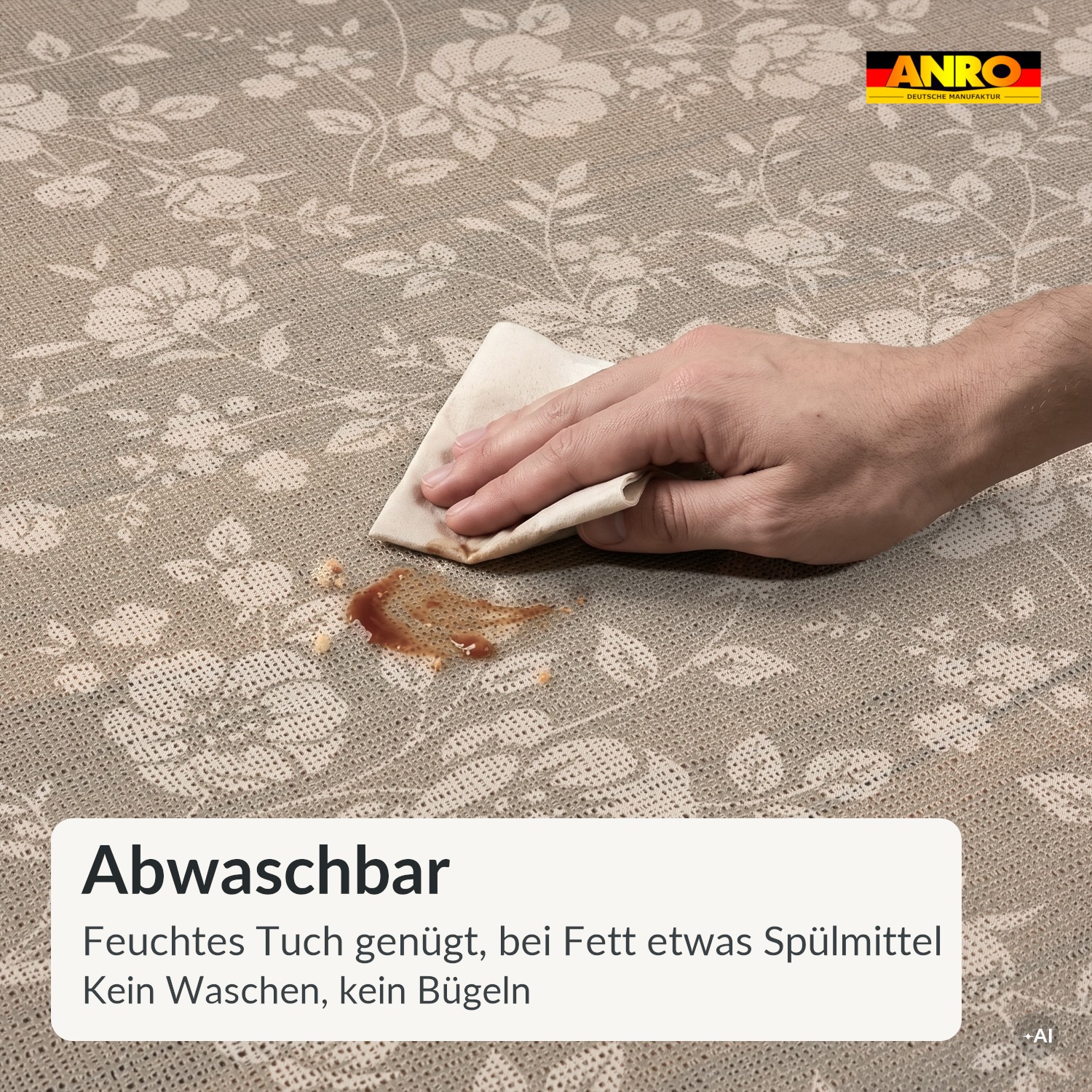 PTL6712F_SQ_30 Wachstischdecke Lace Vinyl Tischdecke abwaschbar Blütenmuster Dora Grau