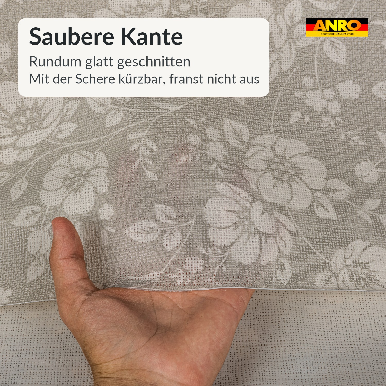 PTL6712F_SQ_50 Wachstischdecke Lace Vinyl Tischdecke abwaschbar Blütenmuster Dora Grau