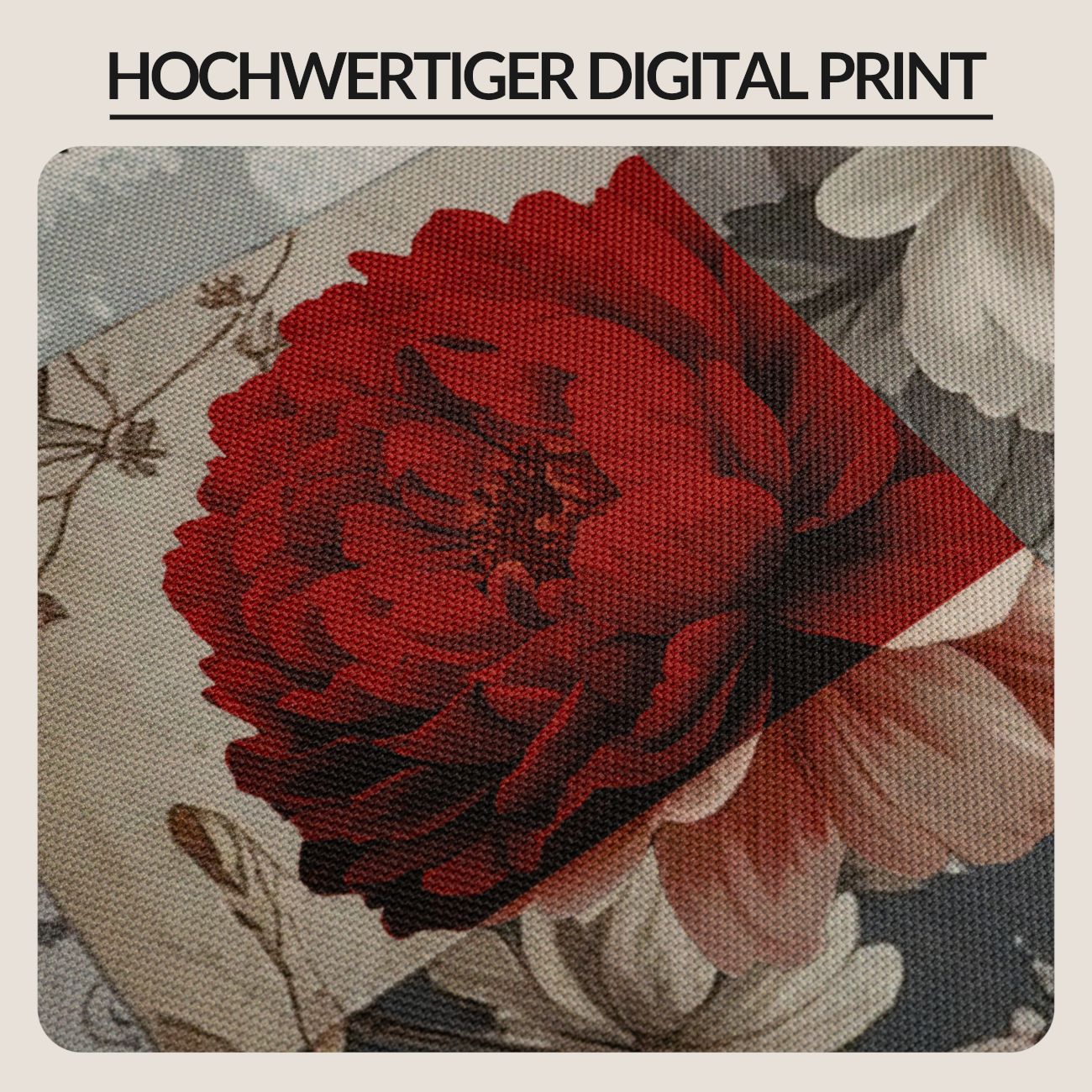 TGLAUF444_30 Küchenläufer waschbar Küchenteppich rutschfest Blumen Patchwork Rot Grau 52 cm Breite