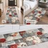 TGLAUF444_50 Küchenläufer waschbar Küchenteppich rutschfest Blumen Patchwork Rot Grau 52 cm Breite
