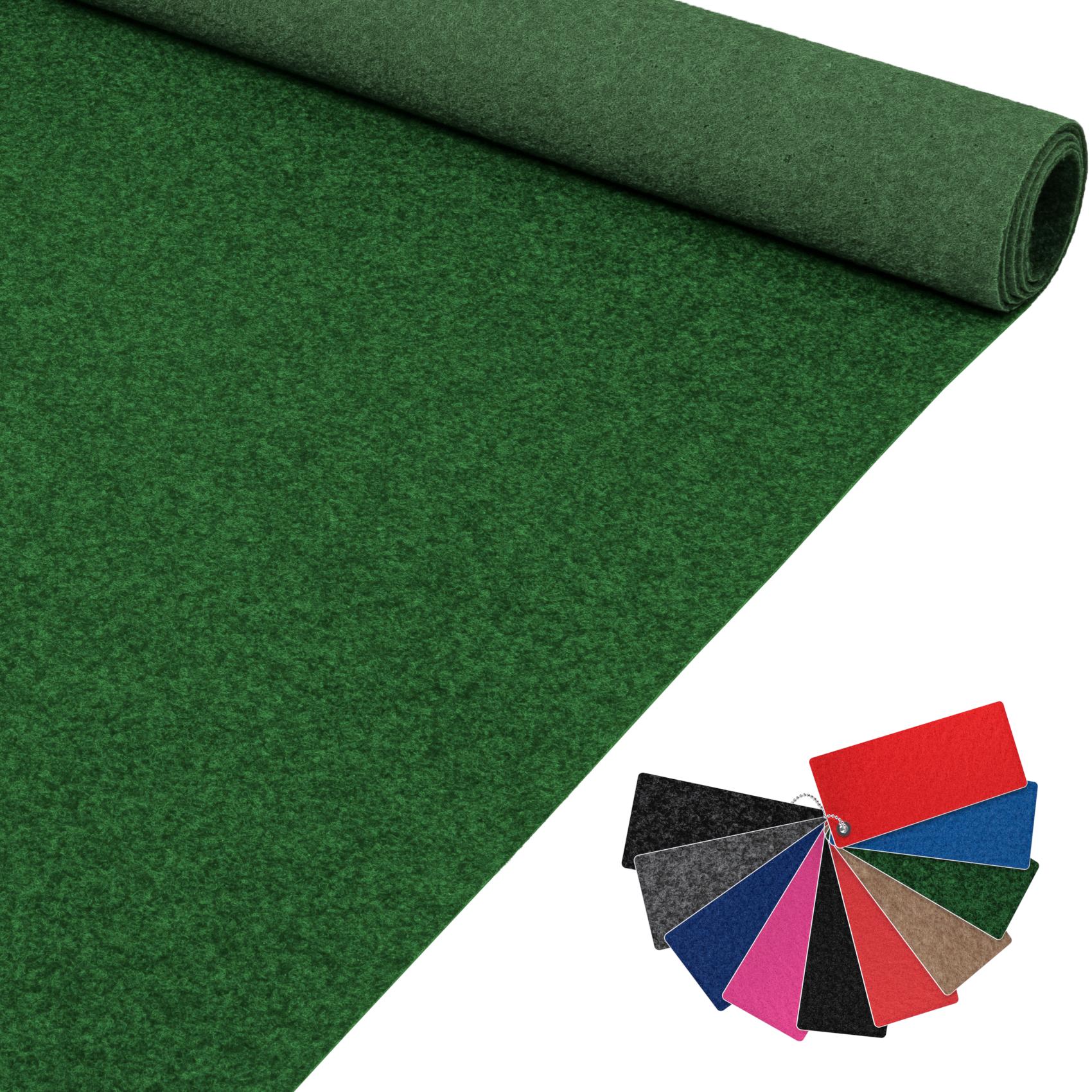 ANRO Teppich AXEL Eventteppich BFl-S1 Uni Messeteppich Läufer, Rechteckig, Höhe: 3 mm, schwer entflammbar Läufer 100x60cm Einfarbig Grün